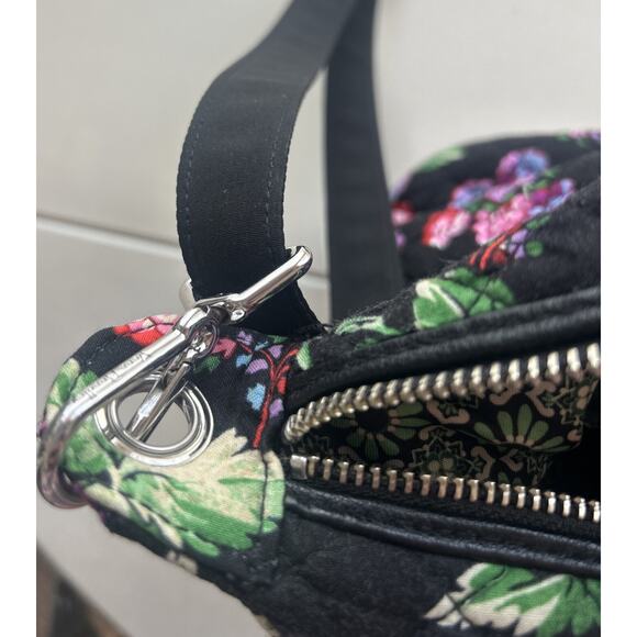 Vera Bradley Purse Crossbody Hipster Winter Berry Adjustable Pocket Black Purple - Picture 10 of 13